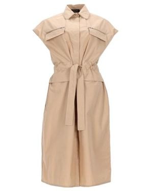 Fabiana Filippi Belted Zip-Pocket Midi Dress - Natural