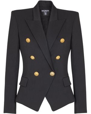 Balmain Grain De Poudre 6-Buttons Fitted Jacket - Black