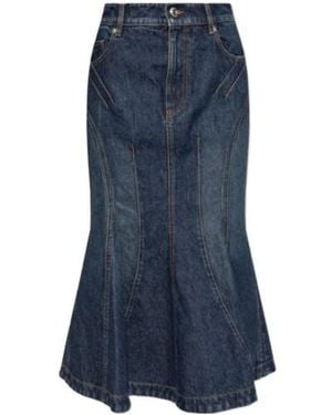 Sportmax Casa Flared Denim Midi Skirt - Blue