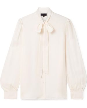 Nili Lotan Carina Pussy-Bow Silk-Chiffon Blouse - White