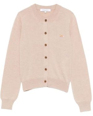 Maison Kitsuné Fox-Patch Round-Neck Cardigan - Natural