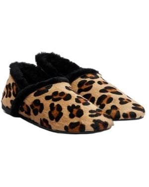 Yves Salomon Shearling-Lined Calf Hair Slip-On Shoes - Black