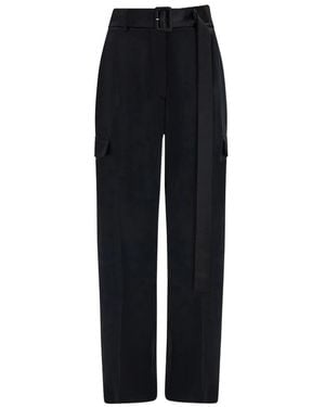 Ferragamo Ferragamo Belted Waist Satin Cargo Pants - Black