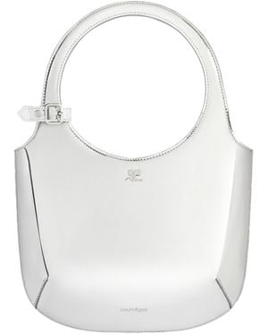 Courreges Courrèges Logo Detailed Metallic Shoulder Bag - White