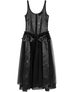 Simone Rocha Bow-Appliquéd Tulle Midi Dress - Black
