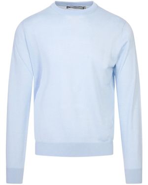 Canali Long-Sleeved Knitted Pullover - Blue