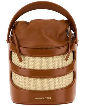 McQueen The Rise Drawstring Bucket Bag - Brown
