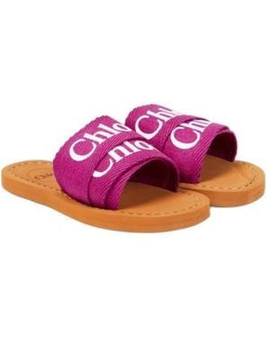 Chloé Logo Canvas Slides - Pink