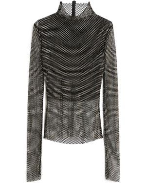 Sportmax Embellished High Neck Long-Sleeved Top - Black