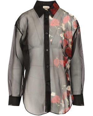 KHAITE Floral Printed Long Sleeved Shirt - Brown
