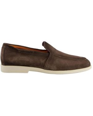 Santoni Malibu Almond Toe Loafers - Brown