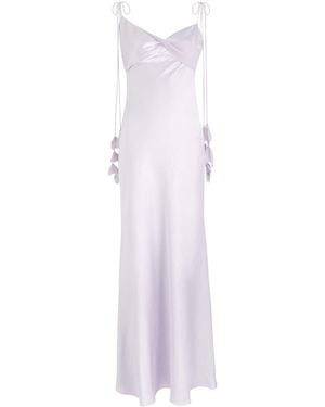 Self-Portrait V-Neck Satin Dress - Purple