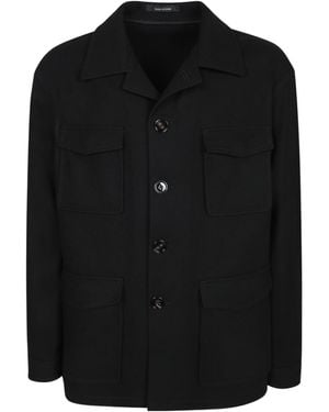 Tagliatore Four-Pocket Wool Overshirt Jacket - Black