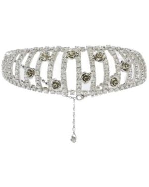 Magda Butrym Floral-Appliqué Embellished Choker - White
