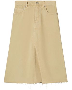 Tory Burch Deconstructed Denim Midi Skirt - Natural