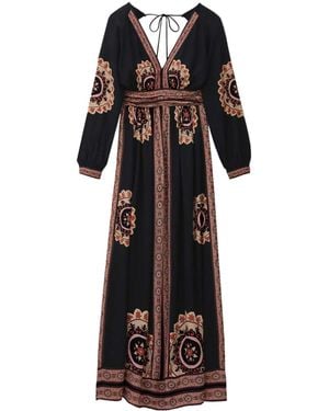 Ba&sh Long-Sleeved Printed Dress - Black