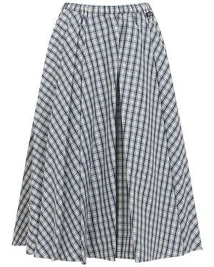 Prada Checked Midi Skirt - Blue