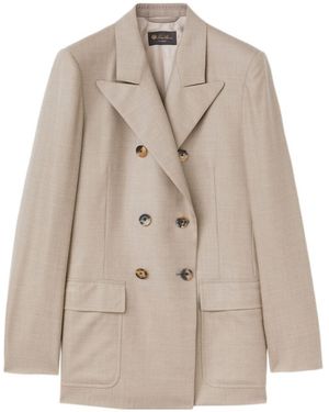 Loro Piana Ananda Freshly Cut Wool Long-Sleeved Suit Coat - Natural