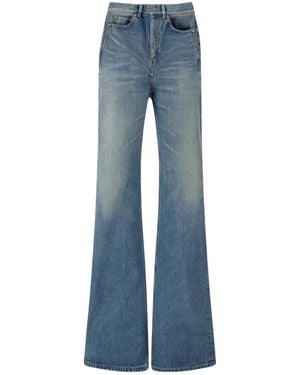 Saint Laurent Logo Patch Straight Leg Jeans - Blue
