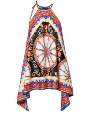 Dolce & Gabbana Carretto Silk Twill Halterneck Top - Red