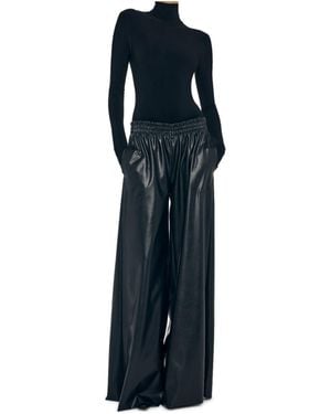 Norma Kamali Elastic-Waist Wide-Leg Pants - Blue