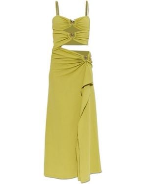 Christopher Esber Orbit Ruched Cutout Long Dress - Green