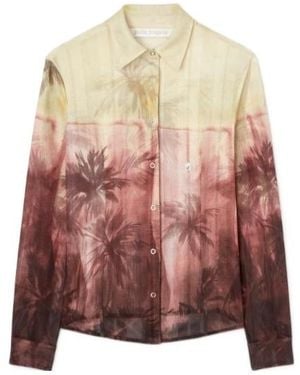 Palm Angels Sunset Palms Mesh Shirt - Pink