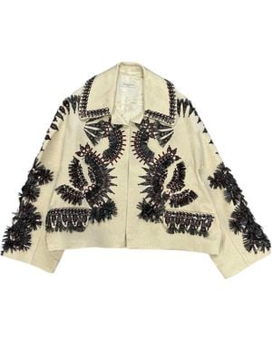 Dries Van Noten Lapel Long Sleeve Casual Jacket - Natural