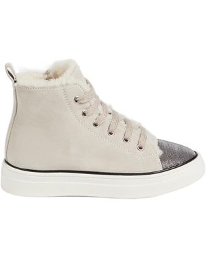 Brunello Cucinelli Lace Up Shearling Ankle Boots - Natural