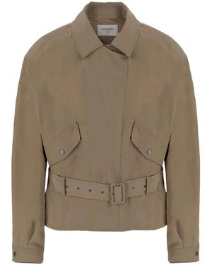 Saint Laurent Short Belted Jacket - Green