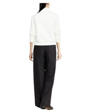 Tory Burch Stand-Collar Half-Zip Long-Sleeve Sweatshirt - White