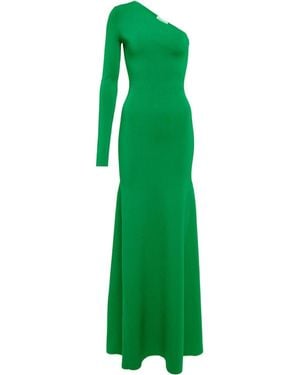 Victoria Beckham Knitted One-Shoulder Maxi Dress - Green