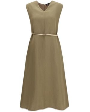 Fabiana Filippi V-Neck Belted Dress Fango - Green