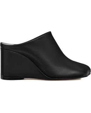 MM6 by Maison Margiela Asymmetric Toe Wedge Mules - Black