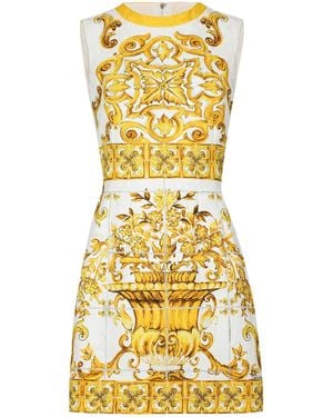 Dolce & Gabbana Majolica-Printed Sleeveless Mini Dress - Metallic