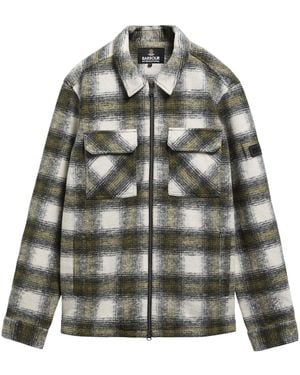 Barbour Plaid Zip Overshirt - Gray