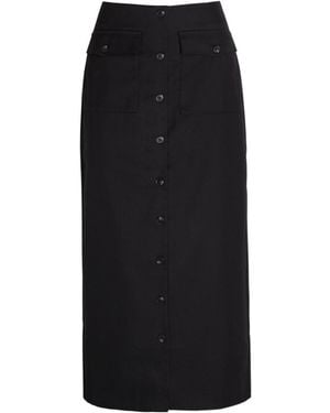 Reformation Twill Midi Skirt - Black