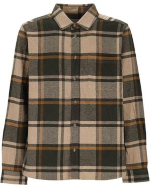 Les Deux Plaid Flannel Long Sleeve Shirt - Green