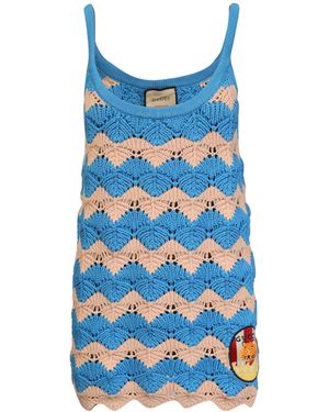 Gucci Colourblock Crochet Knit Camisole - Blue