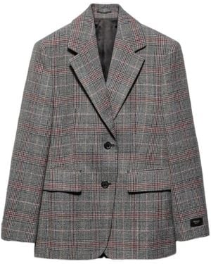 Prada Single-Breasted Houndstooth Blazer - Grey