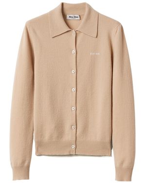 Miu Miu Cashmere Knit Cardigan - Natural