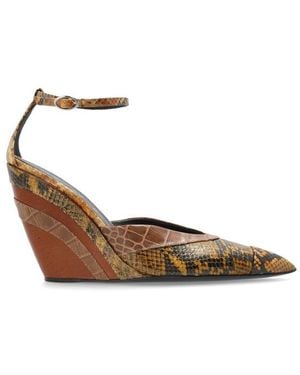 Marni Wedge Sandals With Snake Skin Motif - Brown