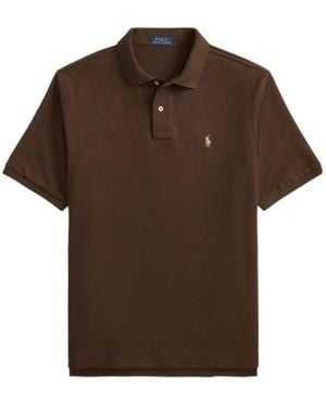 Polo Ralph Lauren Mesh-Knit Embroidered-Logo Polo Shirt - Brown
