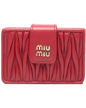 Miu Miu Matelassé Flap Wallet - Red
