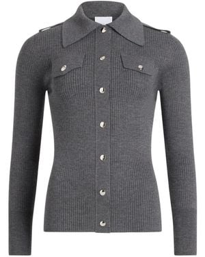 Patou Ribbed Collared Cardigan - Gray