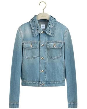 Dior Iviera Cropped Jacket With Embroidered Collar - Blue