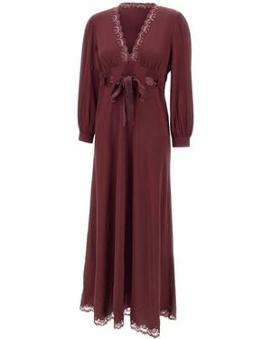 RIXO London Adeline Lace-Trim Midi Dress - Red