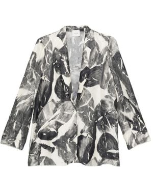 Alysi Printed Collared Jacket - Grey