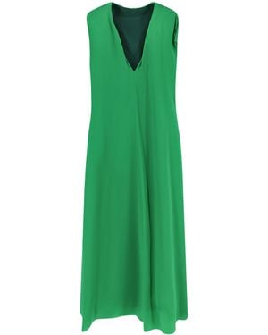 Dries Van Noten Diria V-Neck Silk Dress - Green