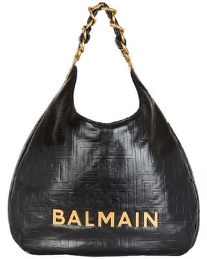 Balmain Large 1945 Soft Hobo Bag - Black